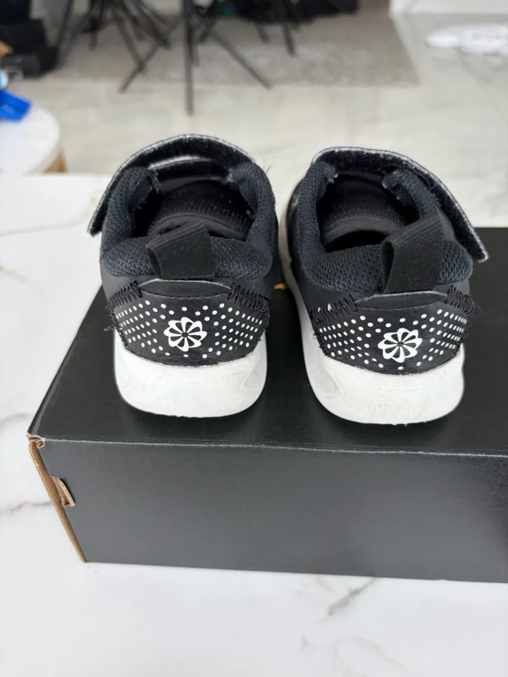 Nike Kids Black and White Velcro Sneakers - Picture 3 of 4